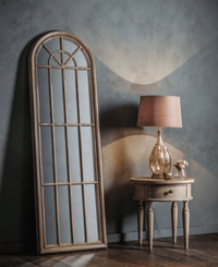 Gallery Interiors Curtis Arched Window Pane Mirror in Gold