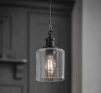 Garden Trading Hoxton Cylinder Pendant Light in Black Steel