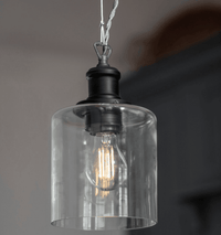 Garden Trading Hoxton Cylinder Pendant Light in Black Steel