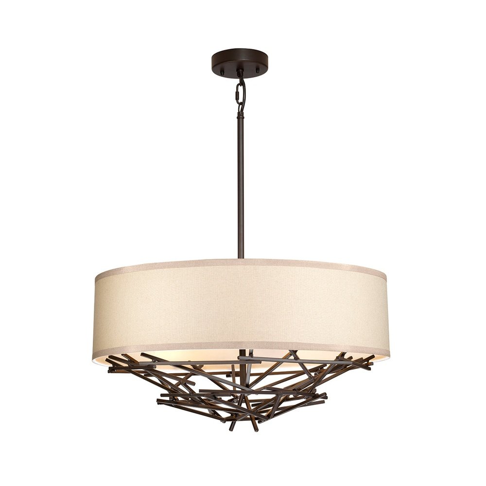 Elstead Lighting Taiko 4 Light Pendant Light in Bronze