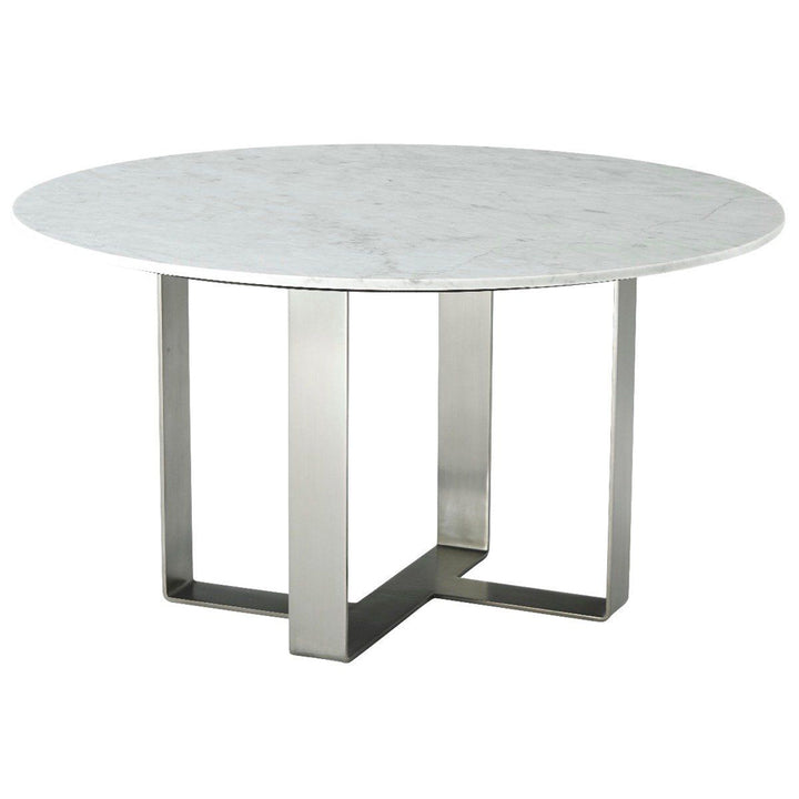 Adley 6 Seater Marble Round Dining Table - Gunmetal Theodore Alexander 2