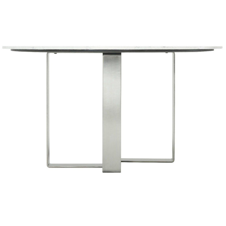 Adley 6 Seater Marble Round Dining Table - Gunmetal Theodore Alexander 1