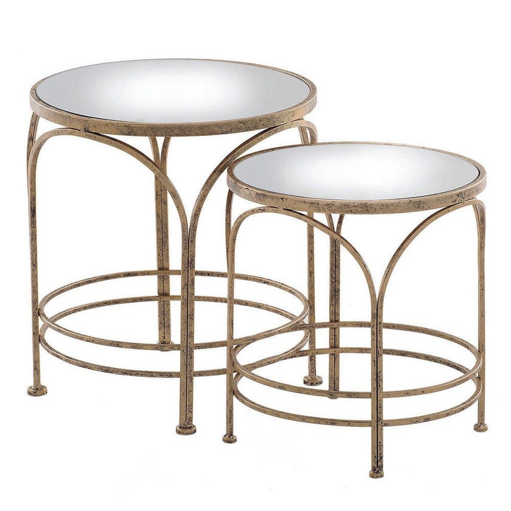  MindyBrown-Mindy Brownes Set of 2 Ethan Mirrored Nest of Tables-Gold 541 