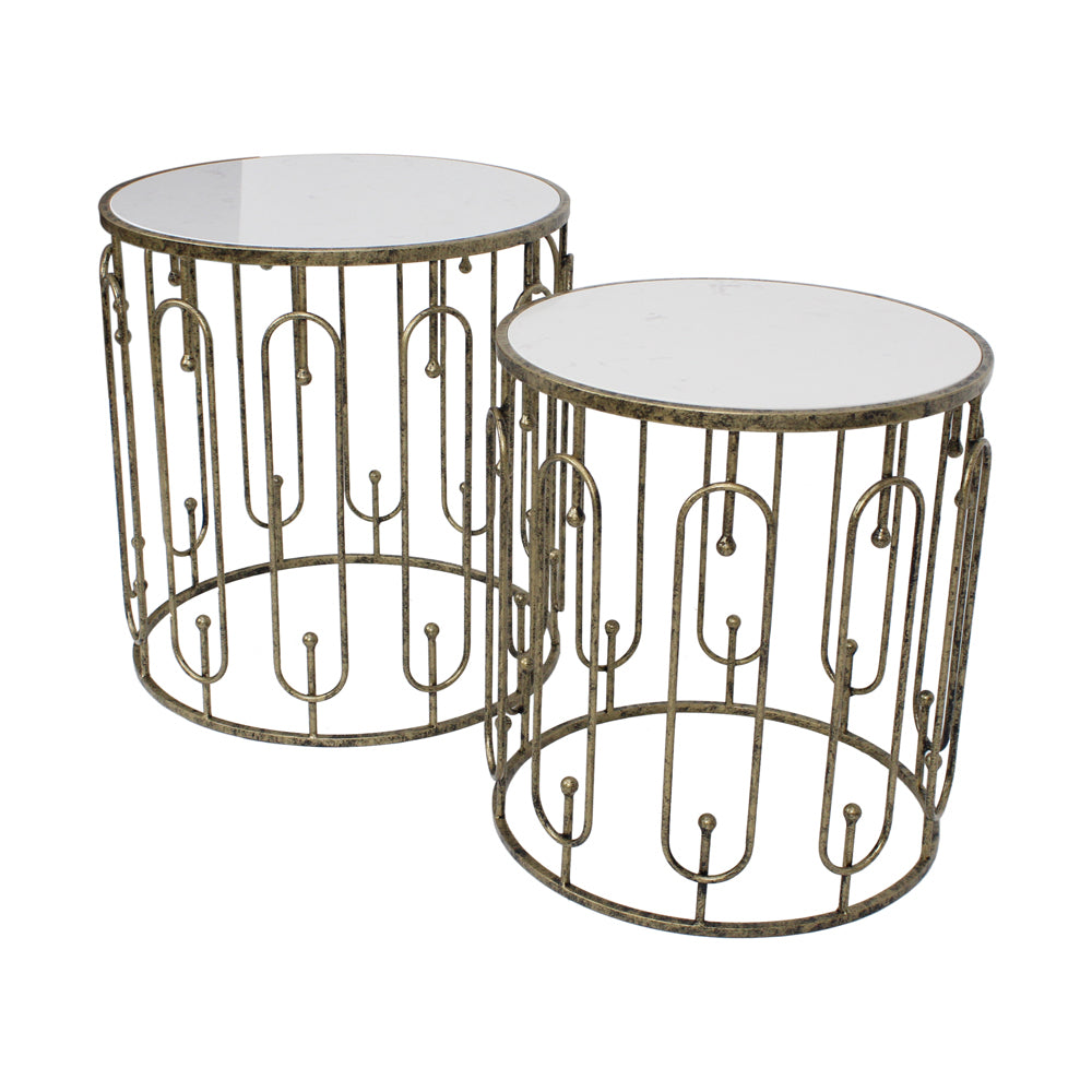 Mindy Brownes Set of 2 Estela Marble Side Tables