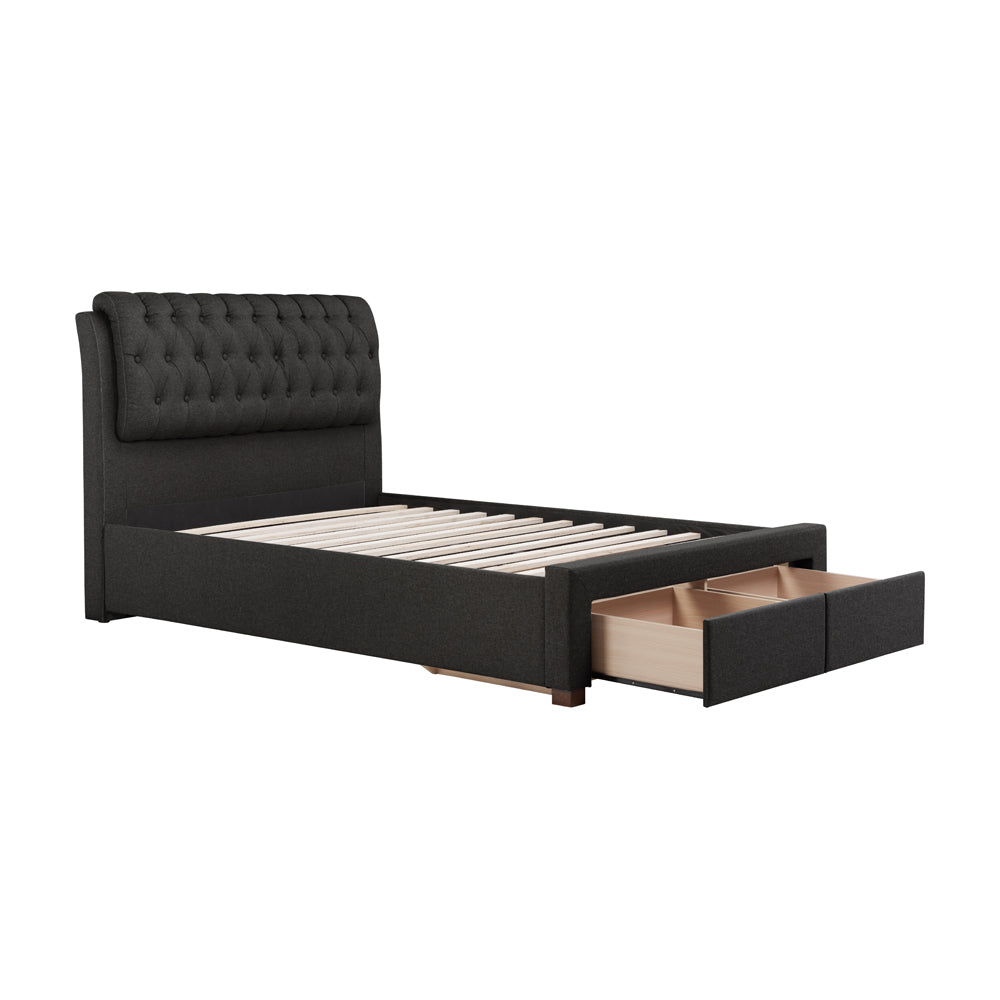 Olivia's Veronica 2 Drawer Bed in Charcoal