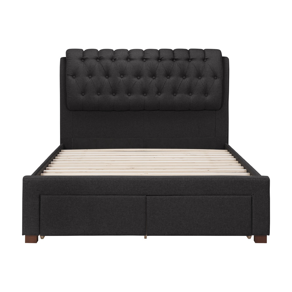 Olivia's Veronica 2 Drawer Bed in Charcoal