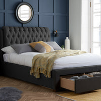 Olivia's Veronica 2 Drawer Bed in Charcoal