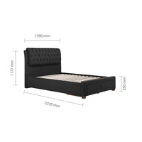 Olivia's Veronica 2 Drawer Bed in Charcoal