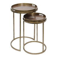 Libra Interiors Set of 2 Vienna Atlas Side Tables Antique Gold