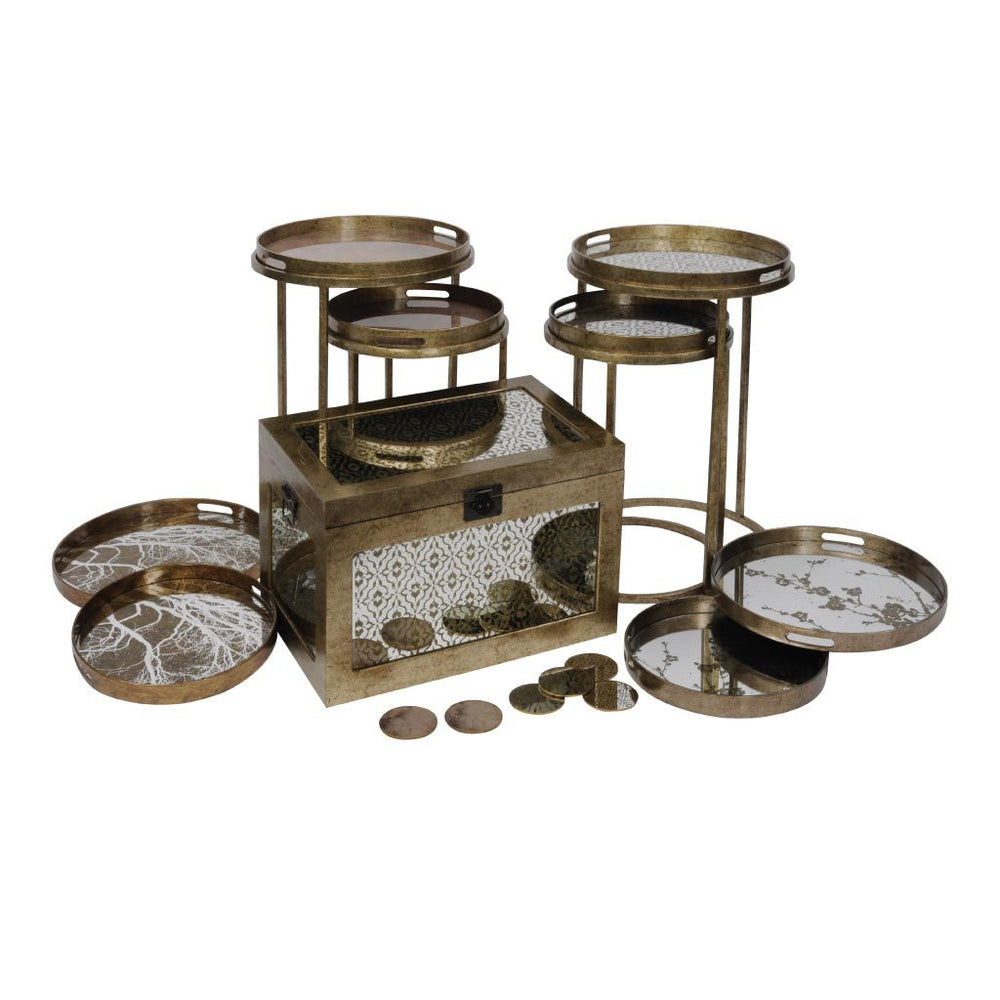 Libra Vienna Antique Gold Diamond Set Of 2 Side Tables-Libra-Olivia's