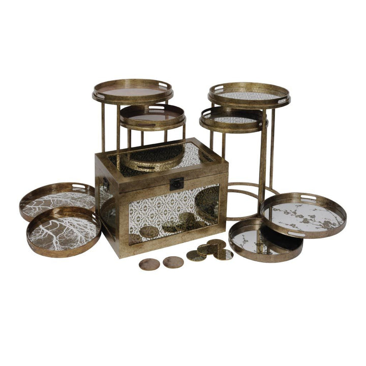 Libra Vienna Antique Gold Diamond Set Of 2 Side Tables-Libra-Olivia's