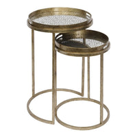 Libra Interiors Set of 2 Vienna Diamond Side Tables Antique Gold