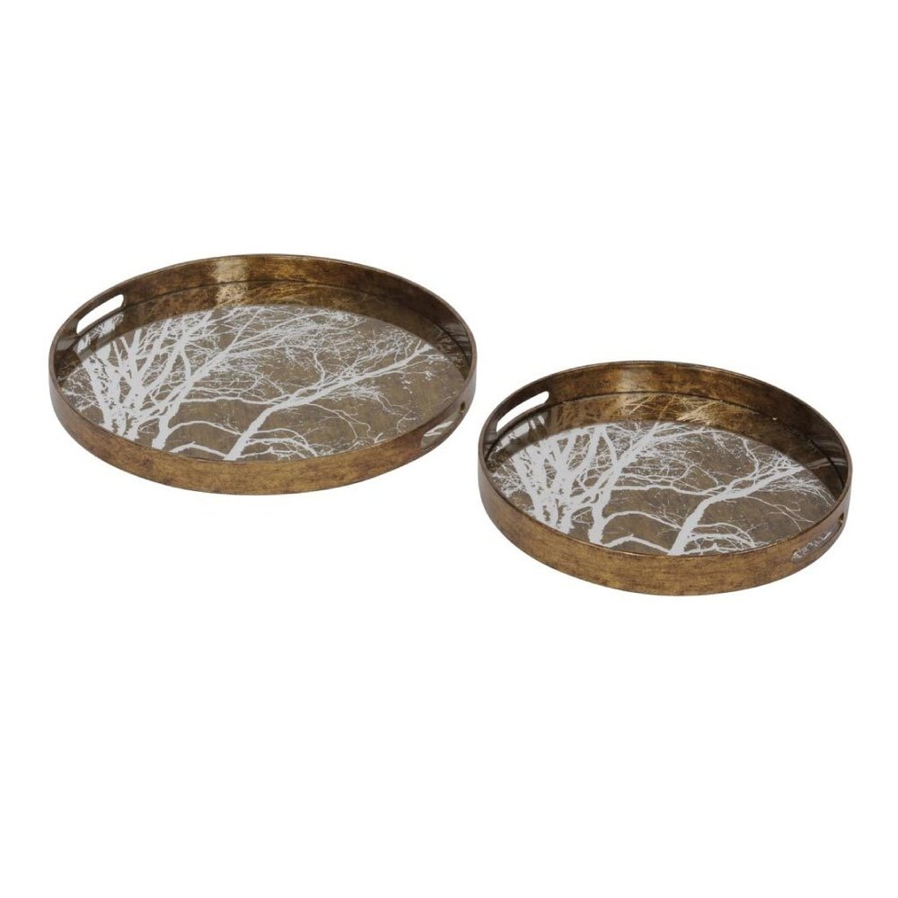 Libra Interiors Set of 2 Vienna Tree Trays Antique Gold