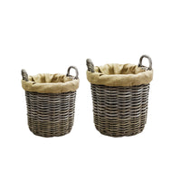 Ivyline Set of 2 Round Wicker Log Baskets