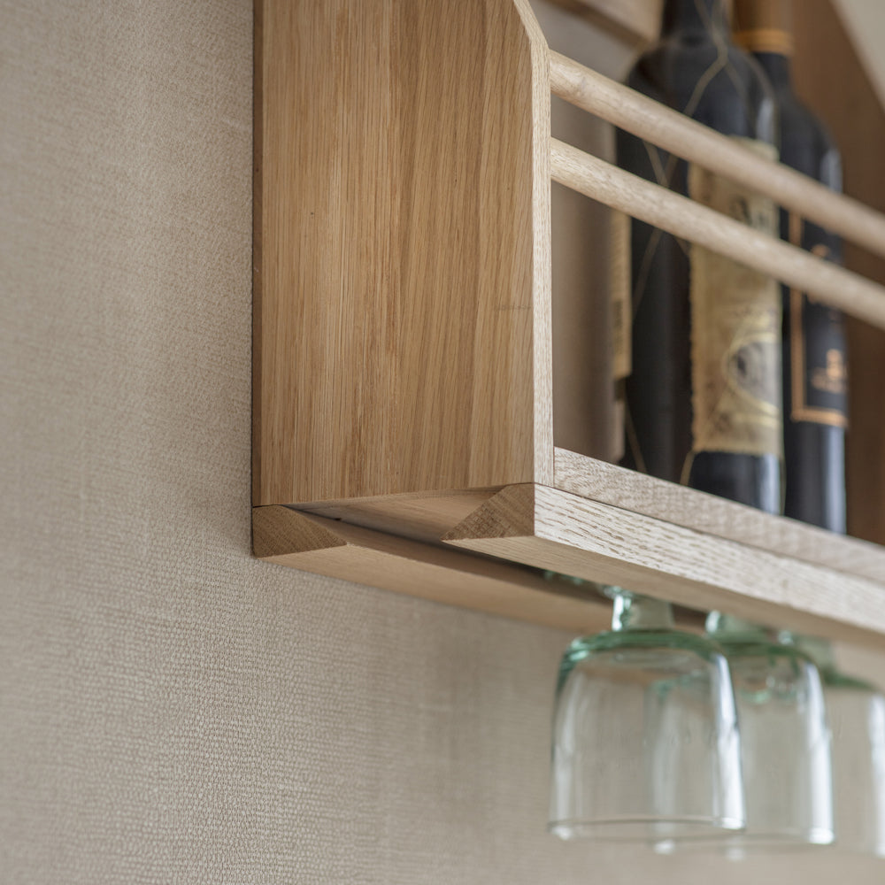 Garden Trading Hambledon Wine Glass Shelf in Oak