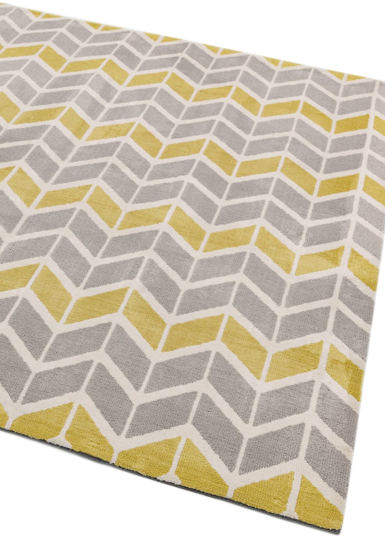  Asiatic Carpets-Asiatic Carpets Arlo Machine Knitted Rug Chevron Lemon / Grey - 120 x 170cm-Multicoloured 925 
