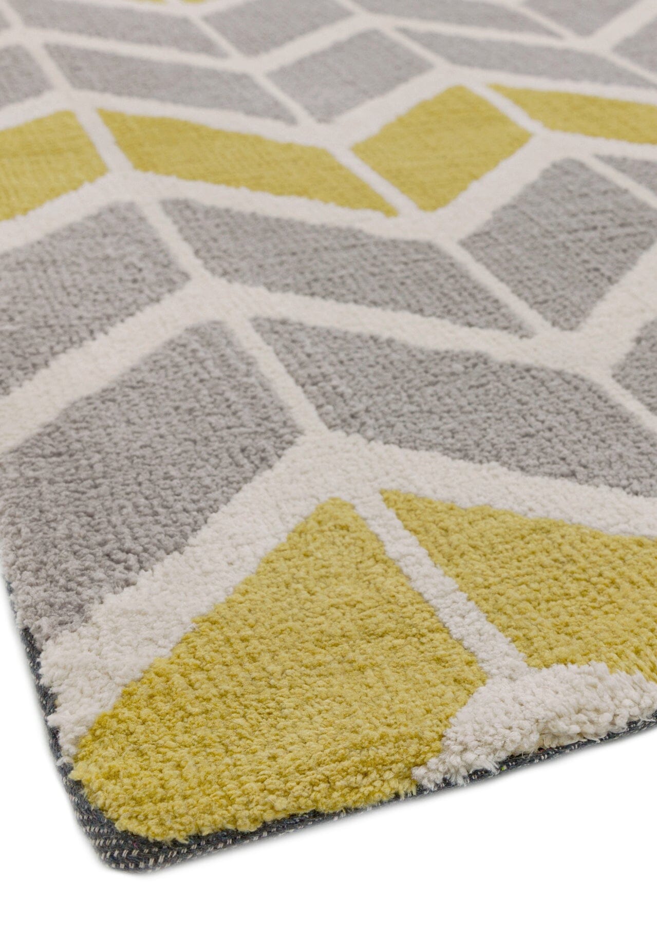  Asiatic Carpets-Asiatic Carpets Arlo Machine Knitted Rug Chevron Lemon / Grey - 120 x 170cm-Multicoloured 461 