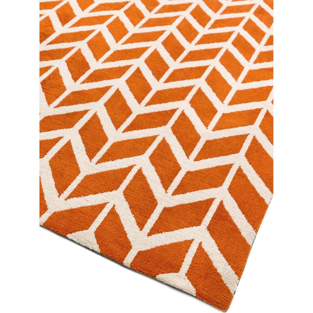  Asiatic Carpets-Asiatic Carpets Arlo Machine Knitted Rug Chevron Orange - 120 x 170cm-Orange 845 