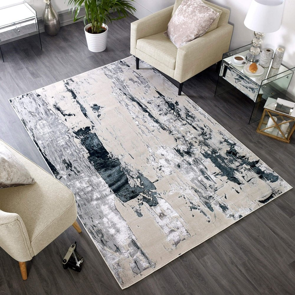 Asiatic Carpets-Asiatic Carpets Aurora Machine Woven Rug Glacier - 120 x 170cm-Grey, Silver 861 