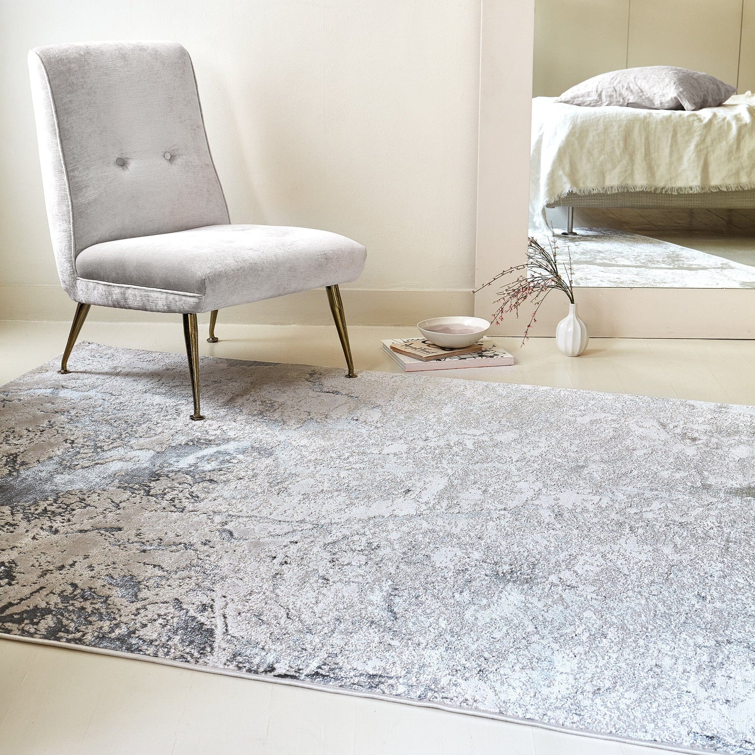  Asiatic Carpets-Asiatic Carpets Aurora Machine Woven Rug Solar - 160 x 230cm-Grey, Silver 101 