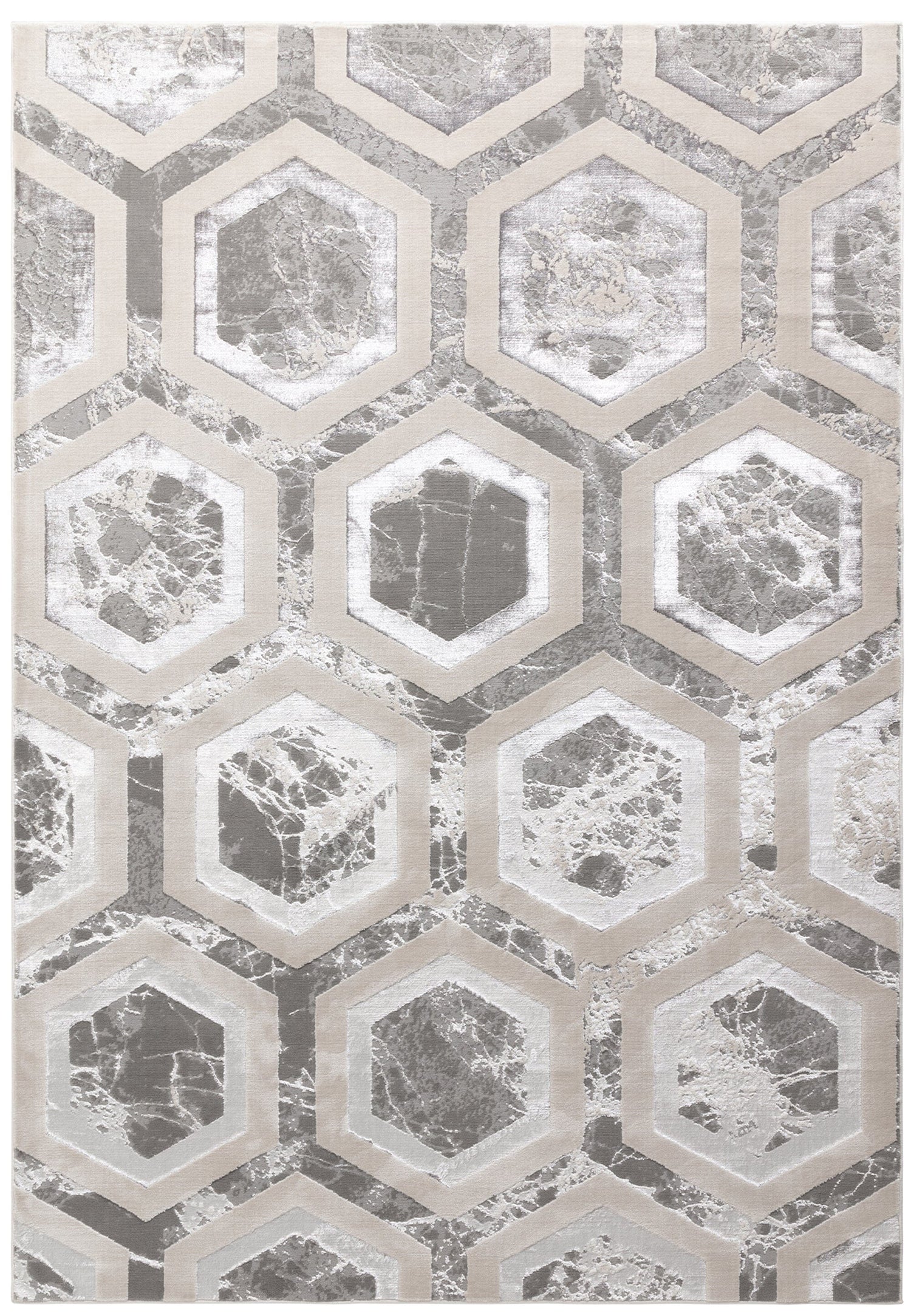  Asiatic Carpets-Asiatic Carpets Aurora Machine Woven Rug Crystal - 200 x 290cm-Grey, Silver 197 