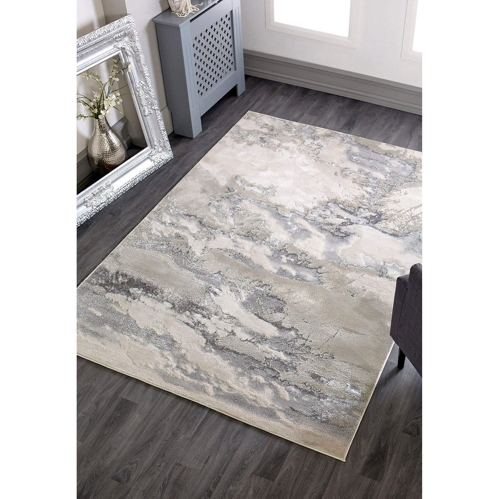  Asiatic Carpets-Asiatic Carpets Aurora Machine Woven Rug Cloud - 160 x 230cm-Grey, Silver 717 