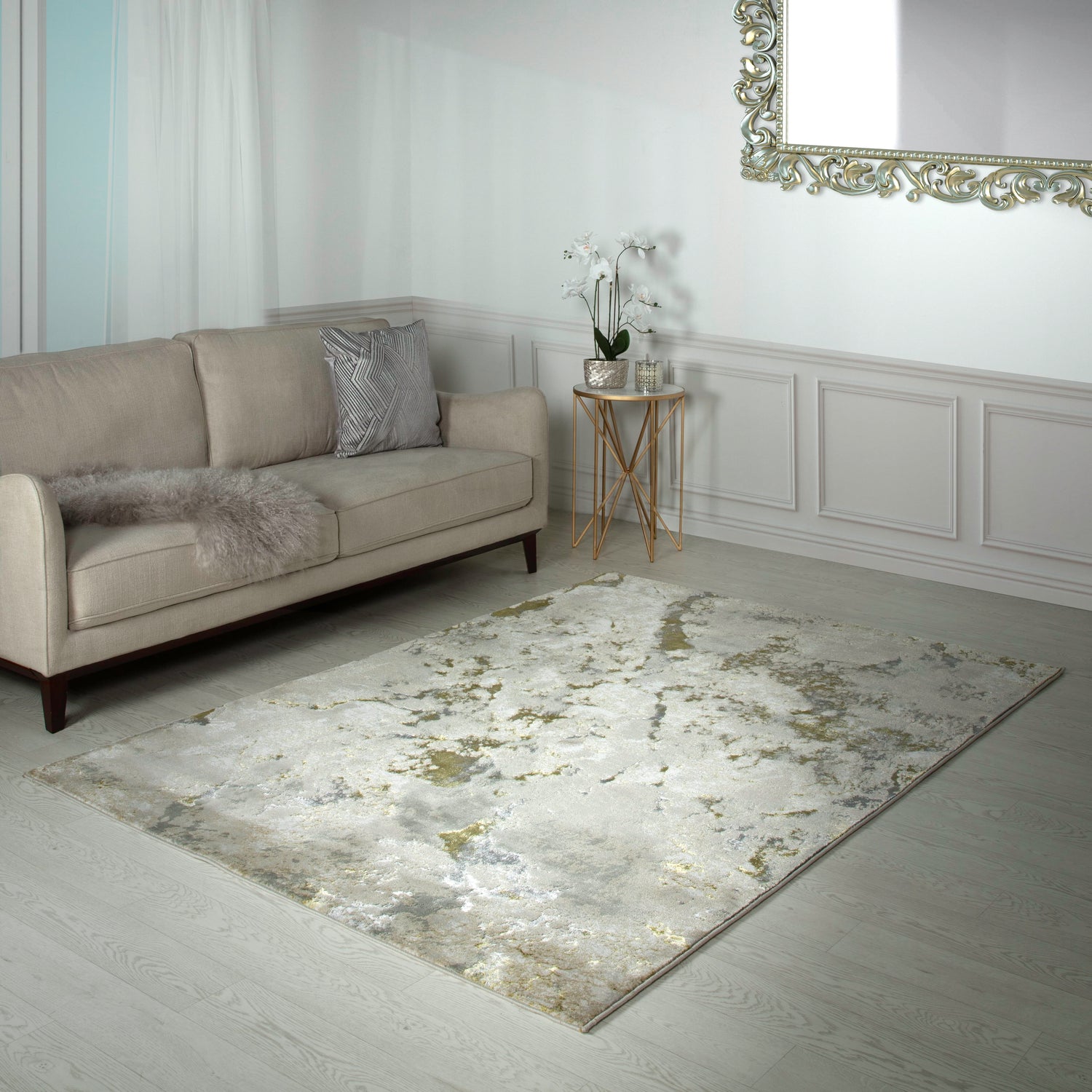  Asiatic Carpets-Asiatic Carpets Aurora Machine Woven Rug Galaxy - 200 x 290cm-Yellow, Gold 429 
