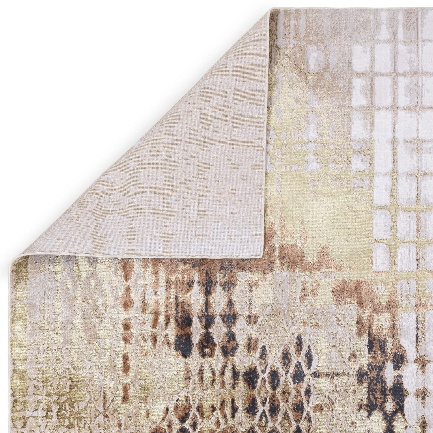  Asiatic Carpets-Asiatic Carpets Aurora Machine Woven Rug Diamond - 80 x 150cm-Yellow, Gold 101 