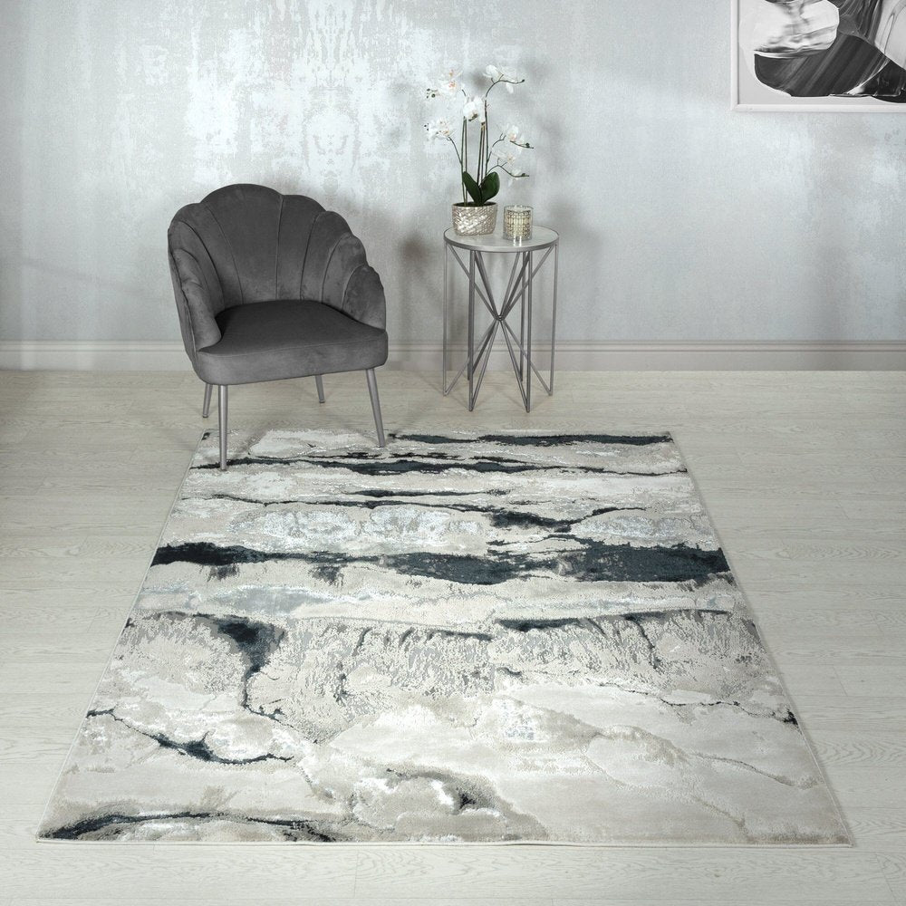  Asiatic Carpets-Asiatic Carpets Aurora Machine Woven Rug Quartz - 120 x 170cm-Grey, Silver 941 