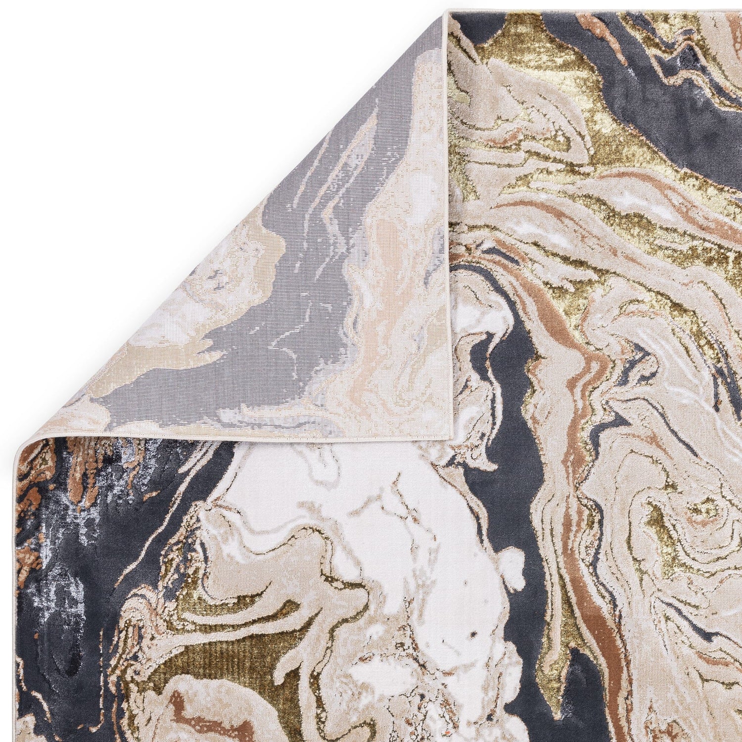  Asiatic Carpets-Asiatic Carpets Aurora Machine Woven Rug Marble - 80 x 150cm-Yellow, Gold 293 