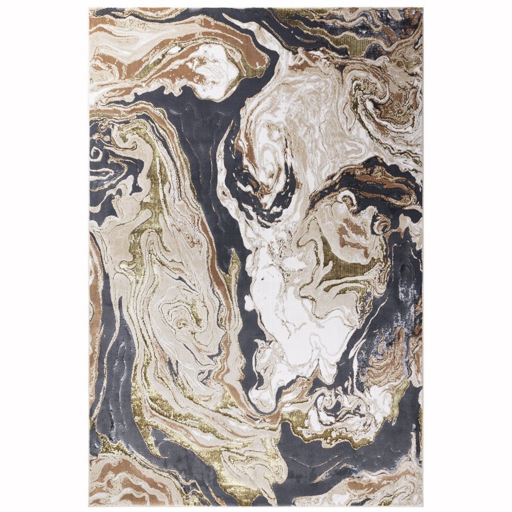  Asiatic Carpets-Asiatic Carpets Aurora Machine Woven Rug Marble - 200 x 290cm-Yellow, Gold 637 