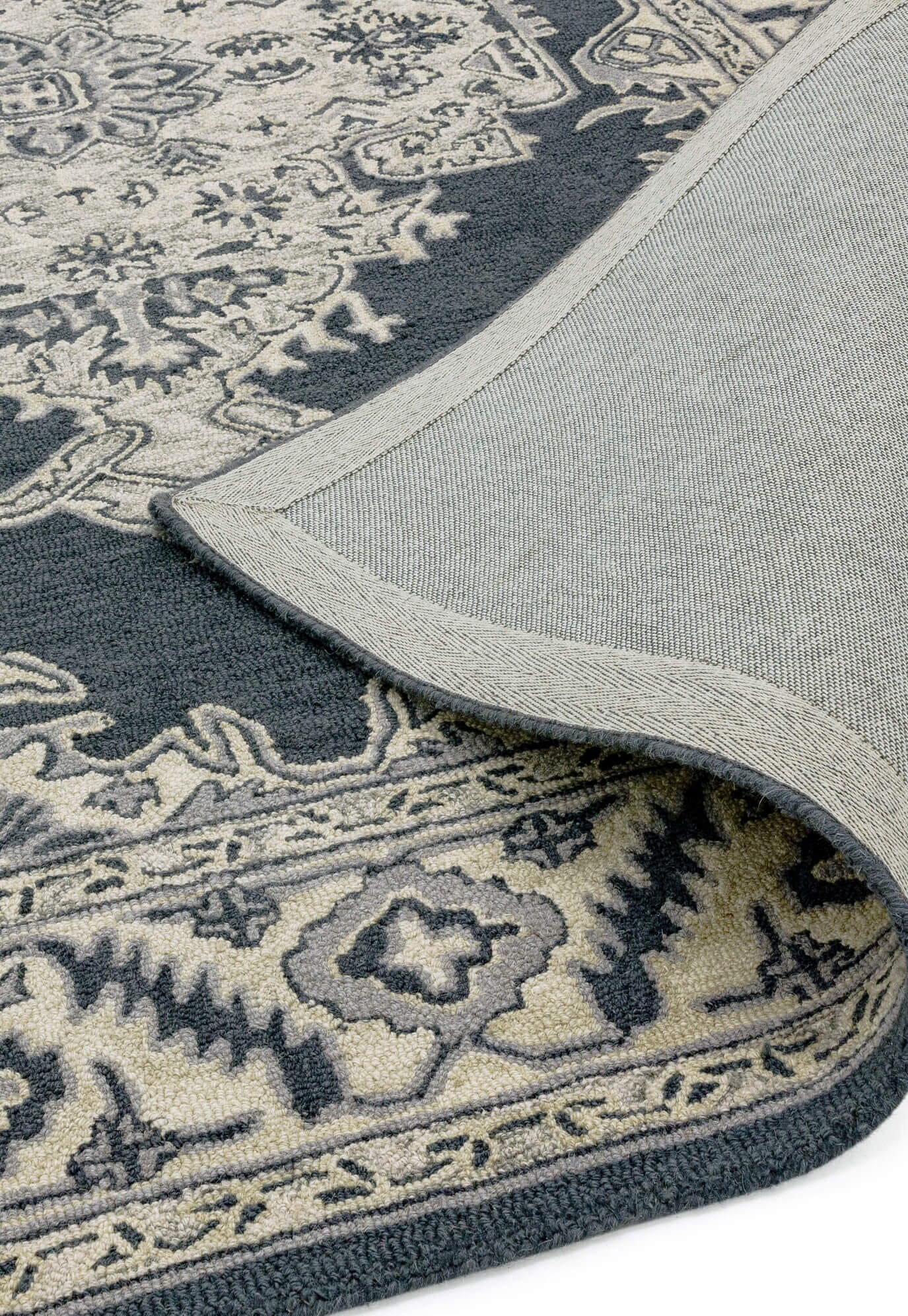  Asiatic Carpets-Asiatic Carpets Bronte Fine Loop Hand Tufted Rug Shadow - 160 x 230cm-Grey, Silver 853 