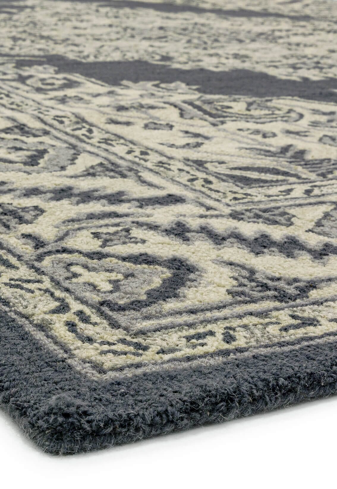  Asiatic Carpets-Asiatic Carpets Bronte Fine Loop Hand Tufted Rug Shadow - 160 x 230cm-Grey, Silver 621 