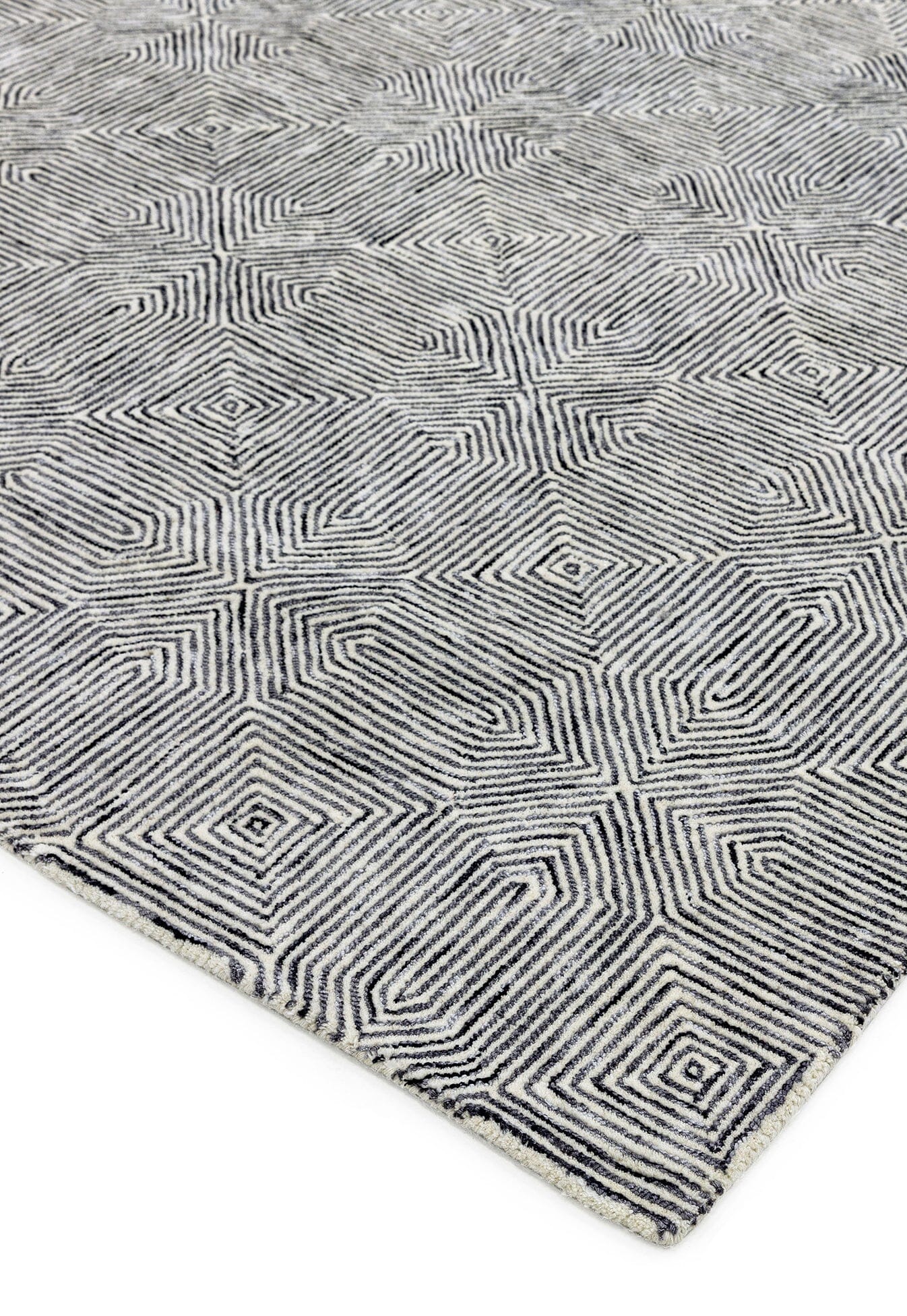  Asiatic Carpets-Asiatic Carpets Camden Hand Tufted Rug Black / White - 120 x 170cm-Black, White 413 
