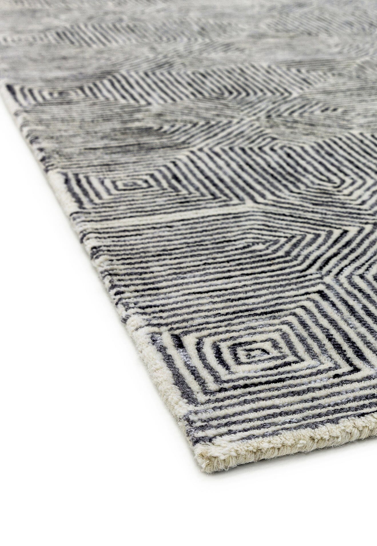  Asiatic Carpets-Asiatic Carpets Camden Hand Tufted Rug Black / White - 120 x 170cm-Black, White 949 