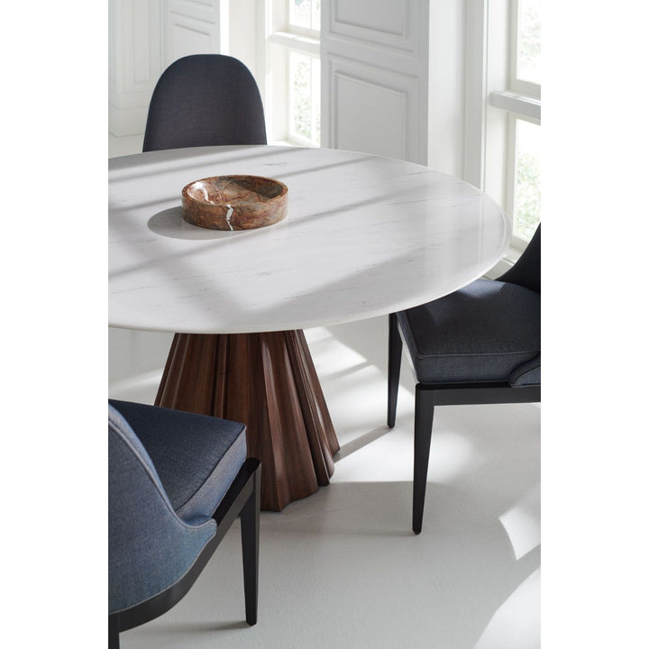 All Natural Marble Round Dining Table - White & Walnut Caracole 5