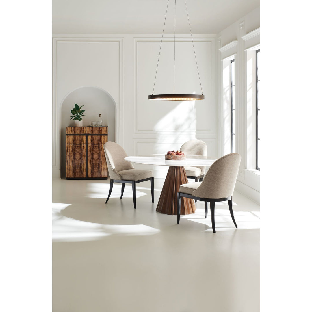 All Natural Marble Round Dining Table - White & Walnut Caracole 4