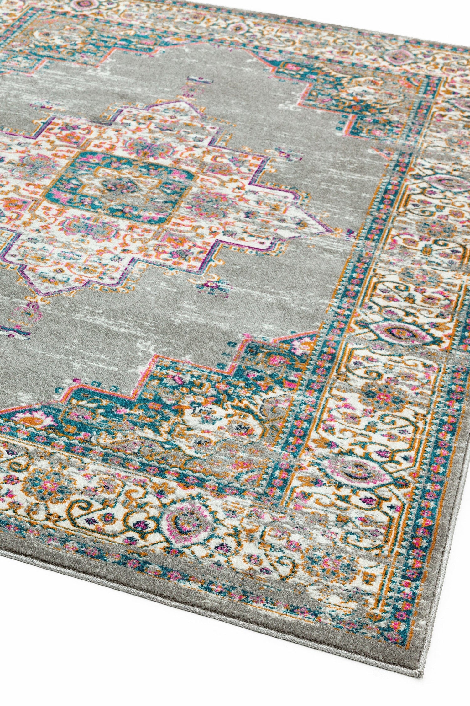  Asiatic Carpets-Asiatic Carpets Colt Machine Woven Rug Medallion Grey - 120 x 170cm-Multicoloured 325 