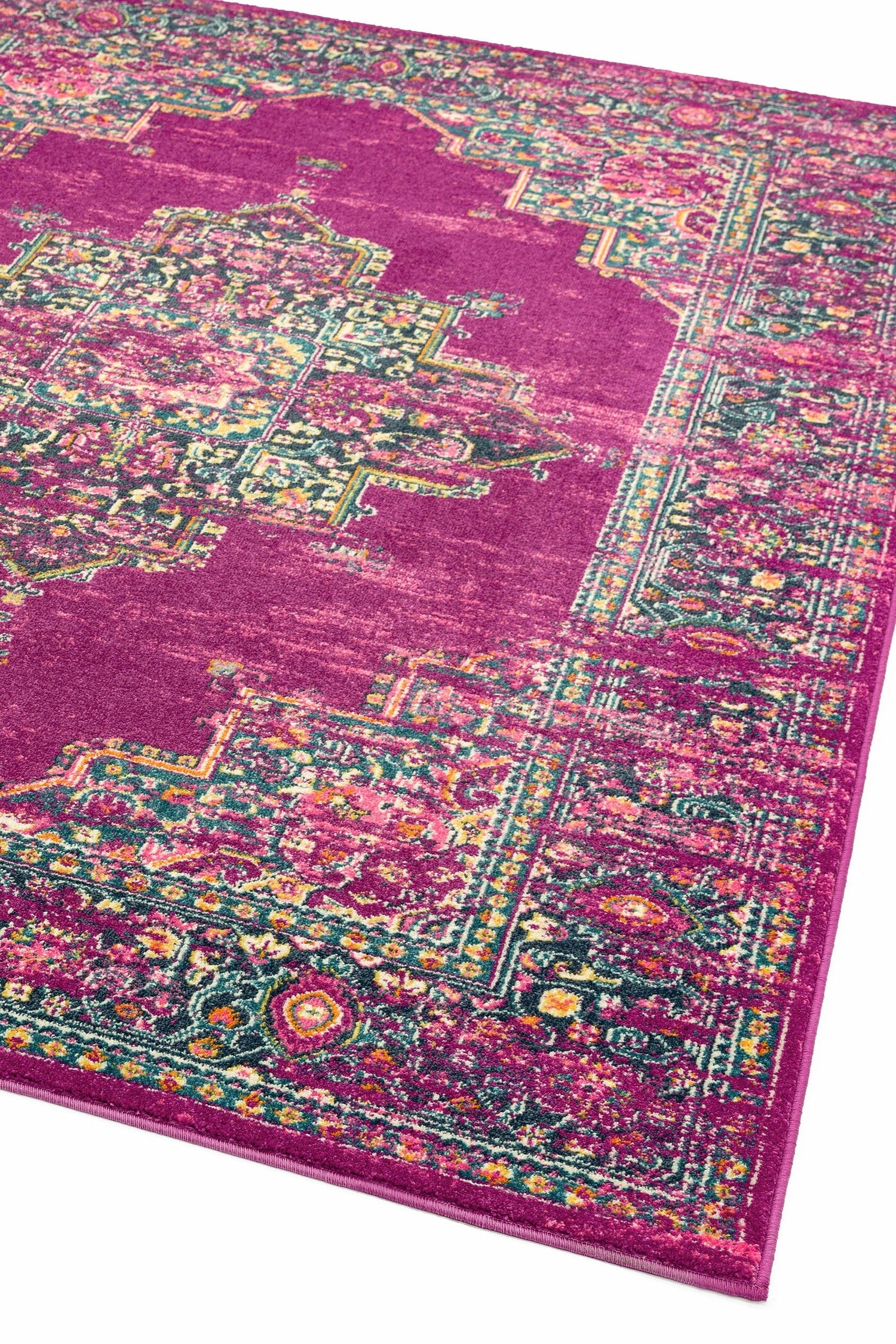  Asiatic Carpets-Asiatic Carpets Colt Machine Woven Rug Medallion Fuchsia - 160 x 230cm-Multicoloured 613 