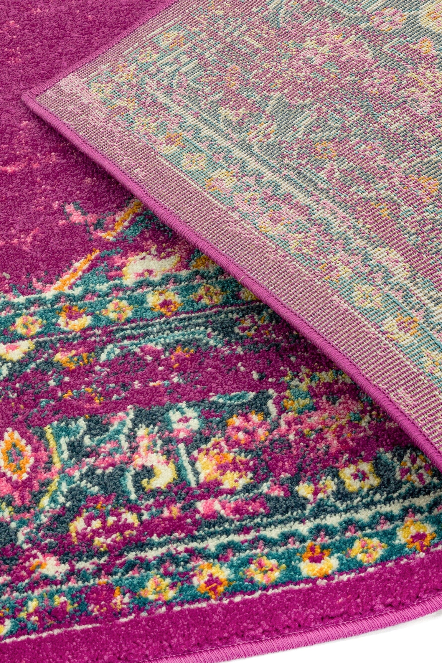  Asiatic Carpets-Asiatic Carpets Colt Machine Woven Rug Medallion Fuchsia - 120 x 170cm-Multicoloured 413 