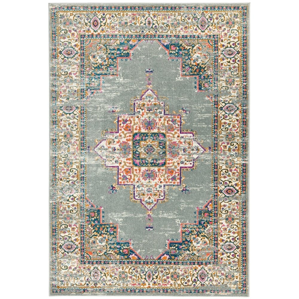  Asiatic Carpets-Asiatic Carpets Colt Machine Woven Rug Medallion Grey - 120 x 170cm-Multicoloured 253 