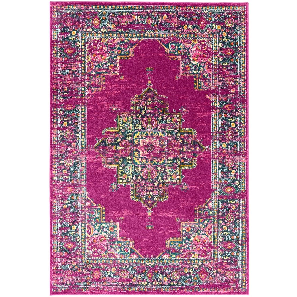  Asiatic Carpets-Asiatic Carpets Colt Machine Woven Rug Medallion Fuchsia - 120 x 170cm-Multicoloured 741 