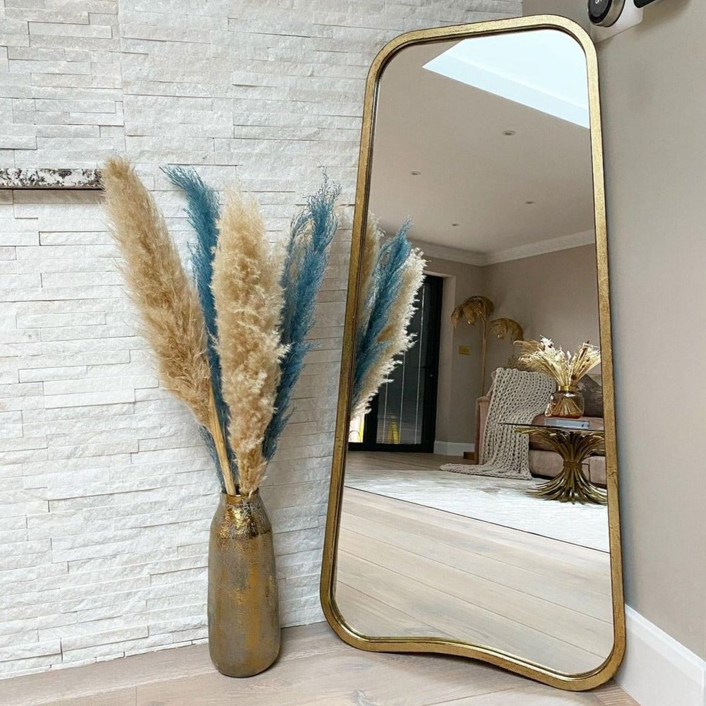 Gallery Interiors Kurva Leaner Mirror in Gold
