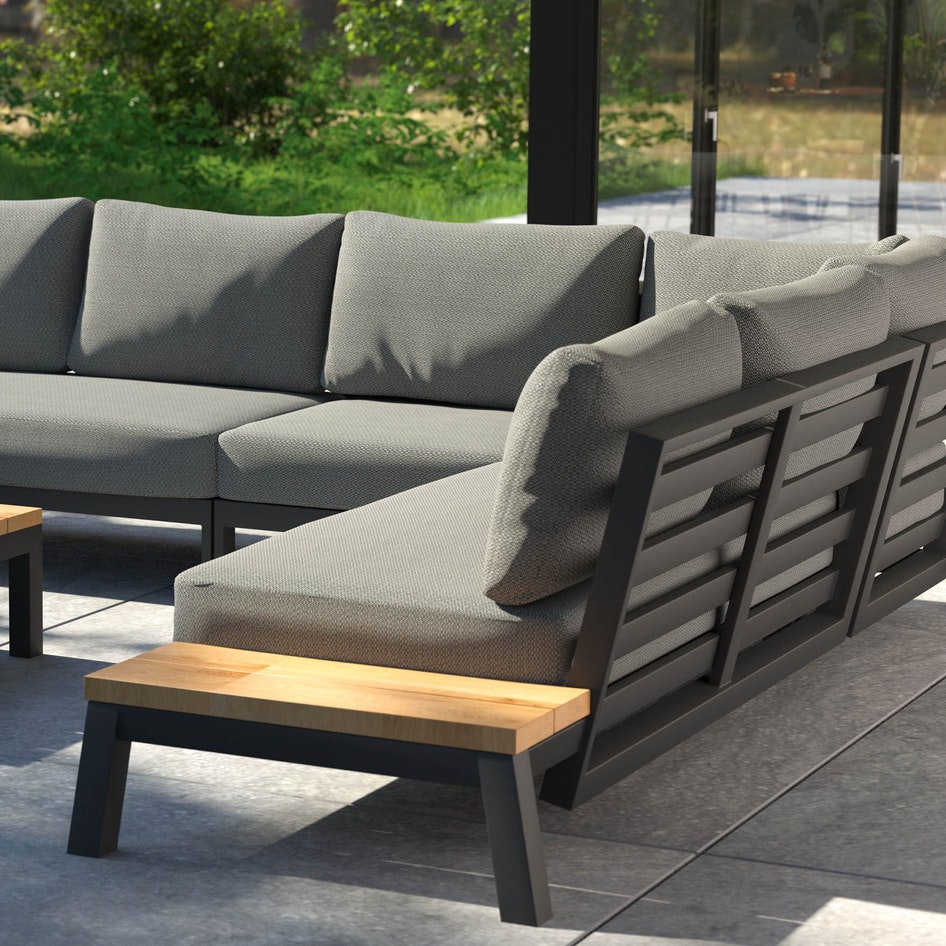  Four Seasons-4 Seasons Outdoor Empire Garden Corner Sofa Set with Rectangular Coffee Table-Clear 173 
