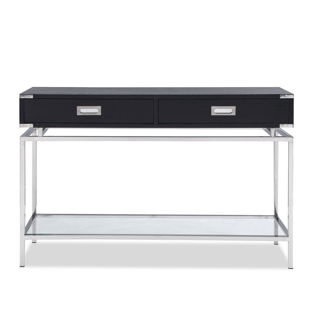  LiangAndEimilLarge-Liang & Eimil Genoa Console Table Polished Stainless Steel-Black 01 