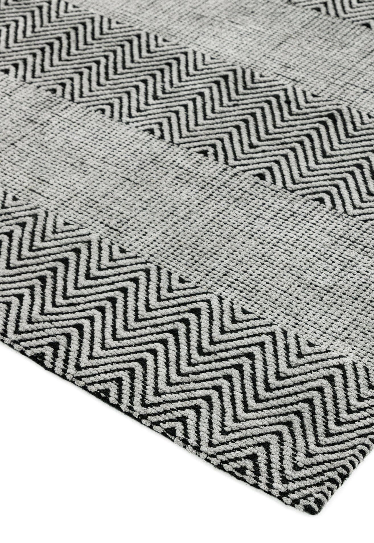  Asiatic Carpets-Asiatic Carpets Ives Hand Woven Rug Grey - 100 x 150cm-Black, White 141 