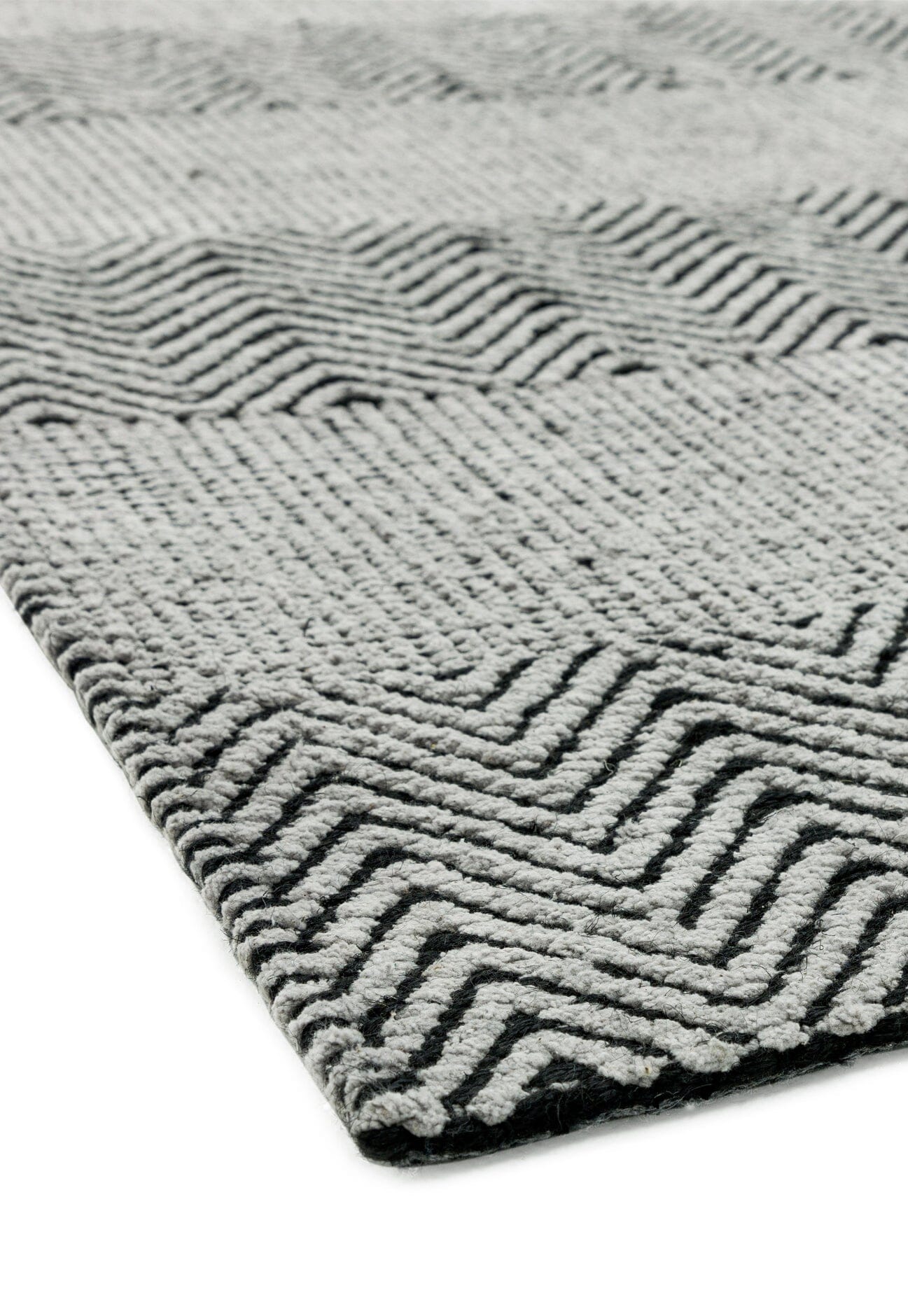  Asiatic Carpets-Asiatic Carpets Ives Hand Woven Rug Grey - 100 x 150cm-Black, White 677 