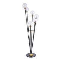 Libra Interiors Mercer Glass Bubble Floor Lamp in Black & Brass