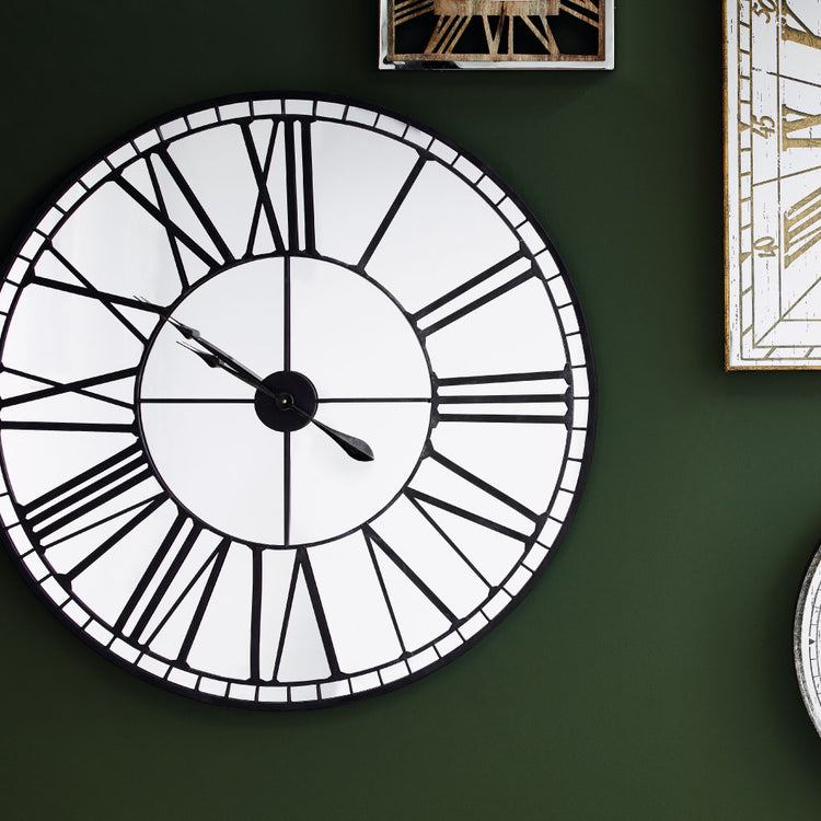 Oversized Skeleton Mirror Wall Clock Various