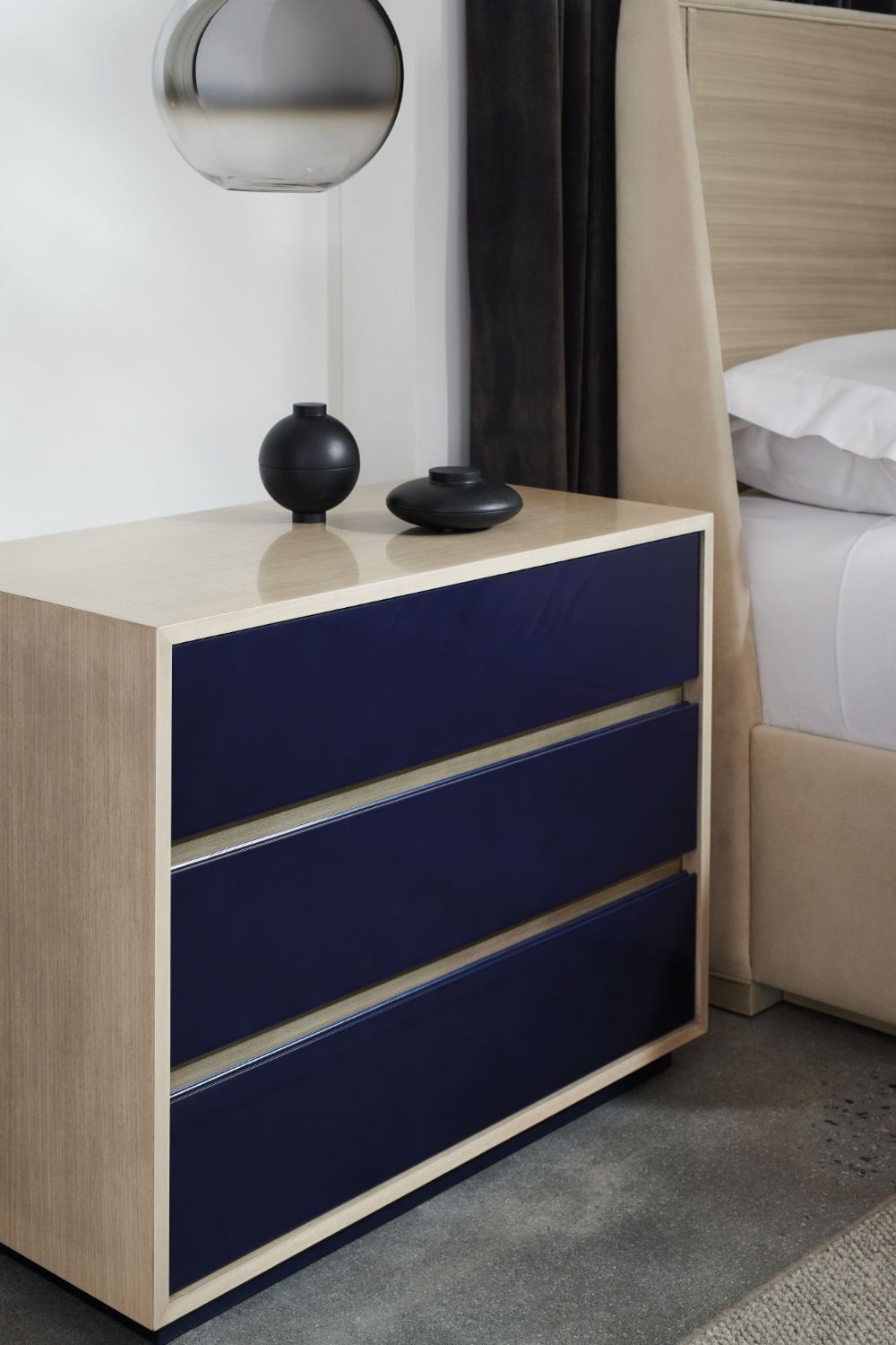 Caracole La Moda Da Vita Prussian Blue Large Bedside Table